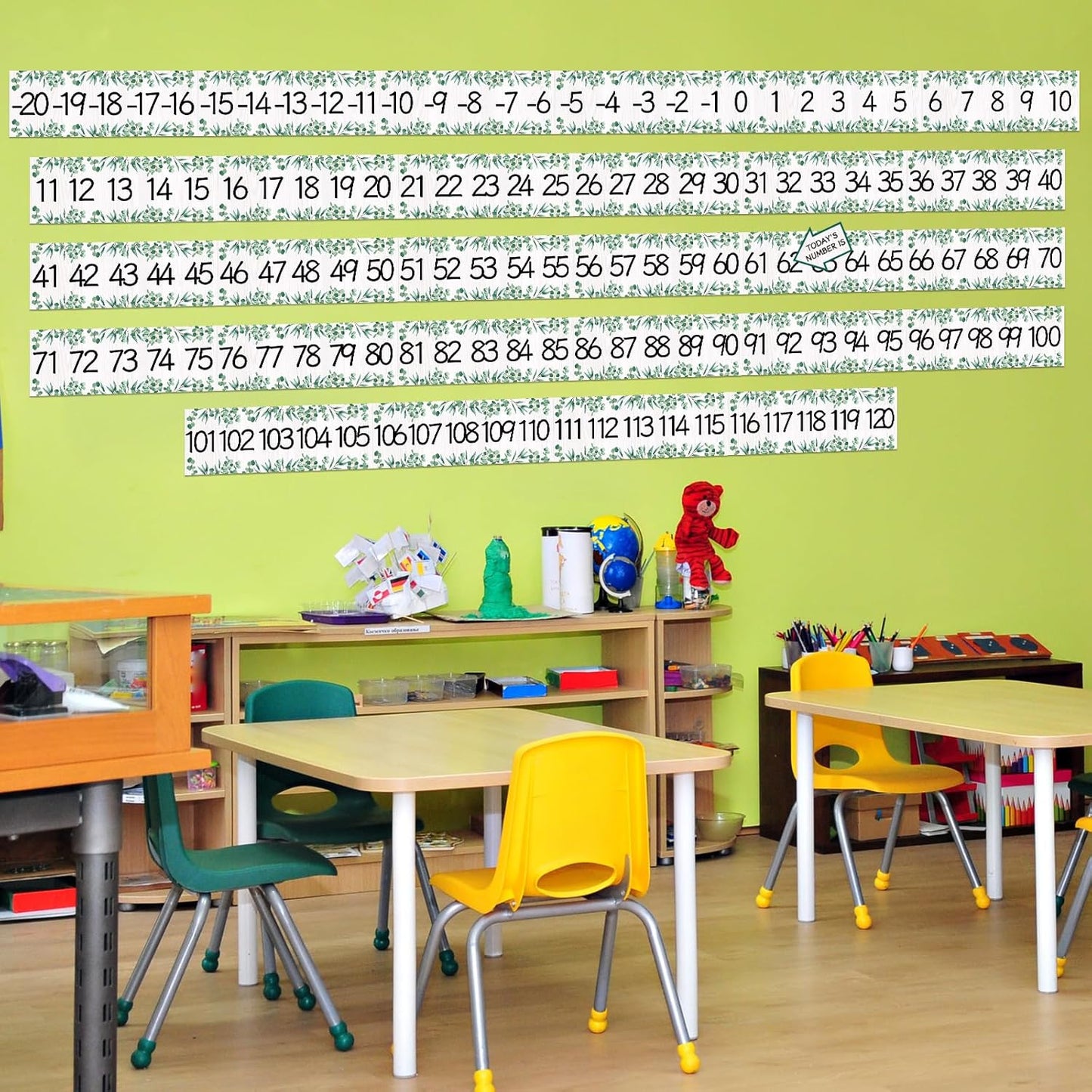 COCHIE Boho Number Line Bulletin Board Border - 20 to 120 Classroom Decorations for Wall Total 34ft, Math Number Lines Border Strips Learning Poster Supplies for Students, Teachers (Bohemian)