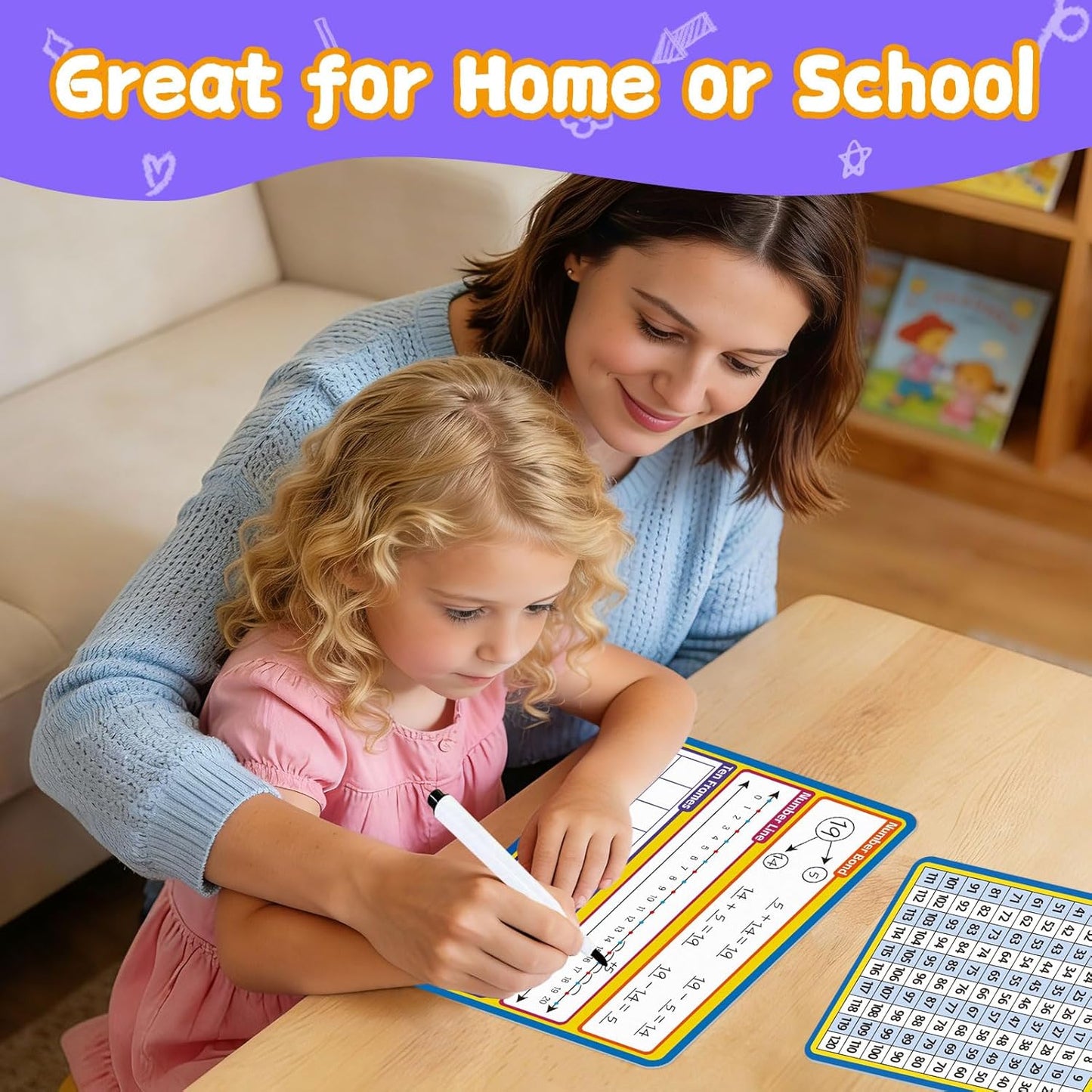 12 Pack Double Sided Value Chart Dry Erase Board,12" x 9" Multiplication Flash Cards,Math Manipulatives Small White Board for Kids,Math Games Chart for Preschool Learning,Homeschool Essentials