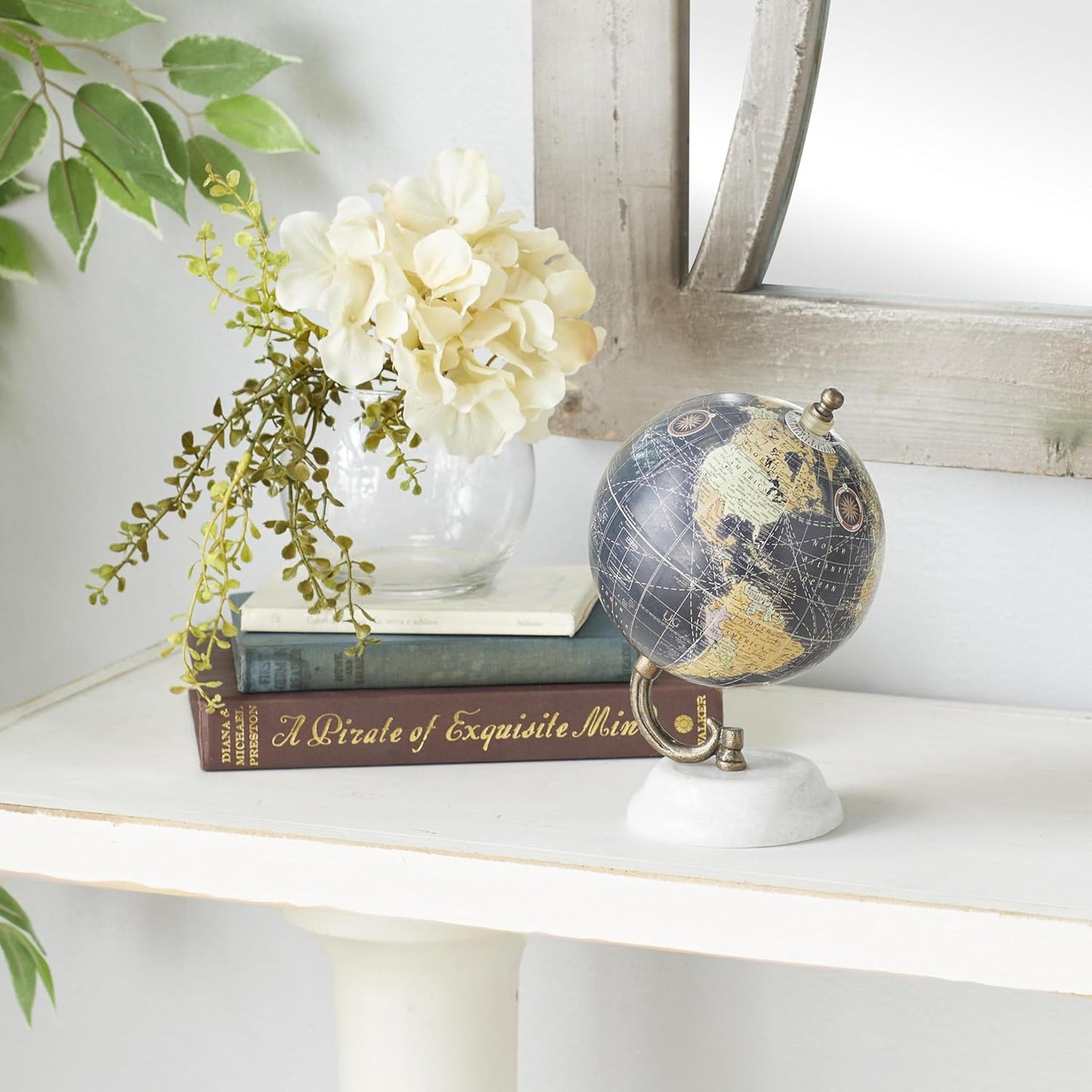 Deco 79 Marble Globe with Marble Base, 5' x 5' x 8', Teal