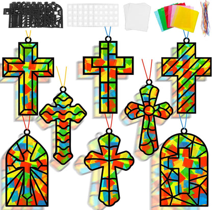 Lonfliness 32 Sets Solar System Suncatchers Crafts Kit DIY Outer Space Window Stained Glass Effect Paper Planet Home School Classroom Decoration Art Craft Creative Activity Project Gift Favor