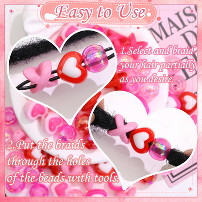 60PCS Purple Braids Beads 3 Styles Dreadlock Bead Accessories Cute Hair Jewelry AB Round Bead Decoration for Kids Girls
