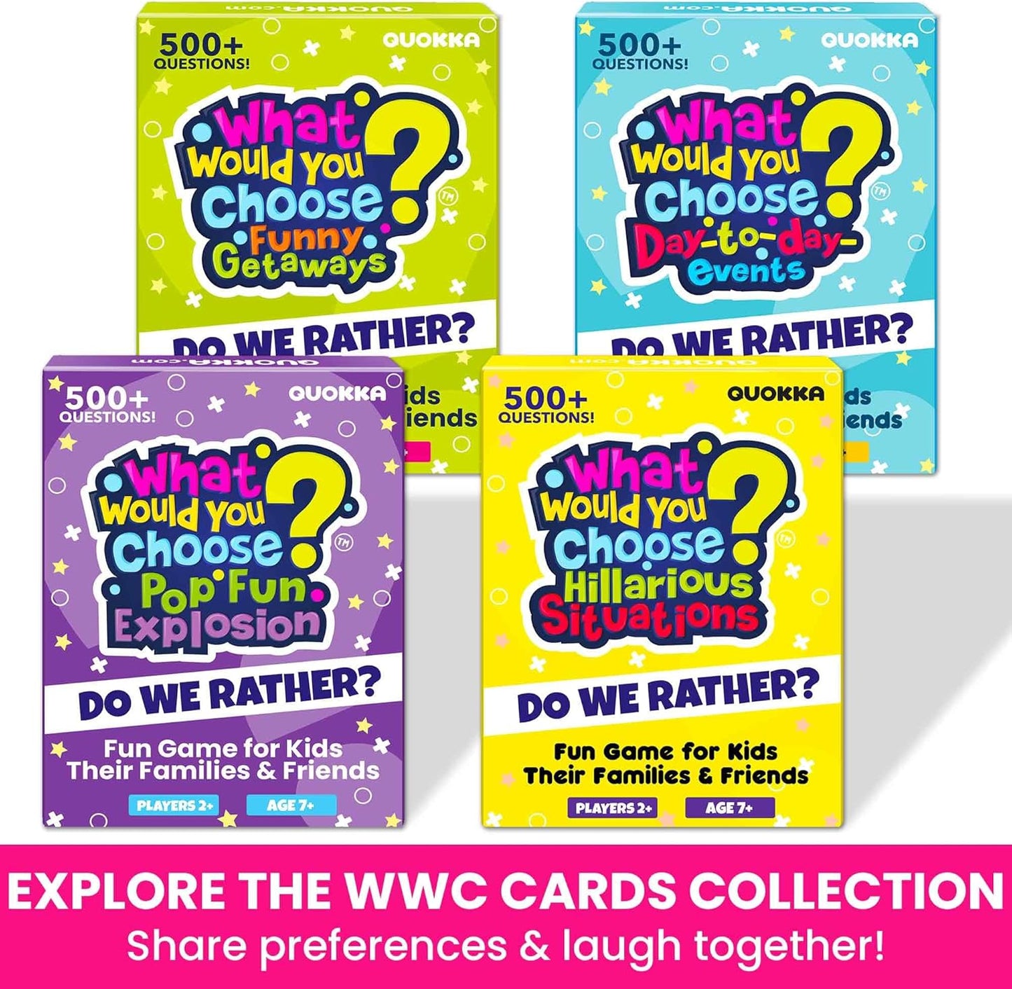 QUOKKA Board Games for Kids 8-12 – Family Games for Kids and Adults – What Would You Choose – 500+ Questions – Original Edition – Fun Card Game for Family Night