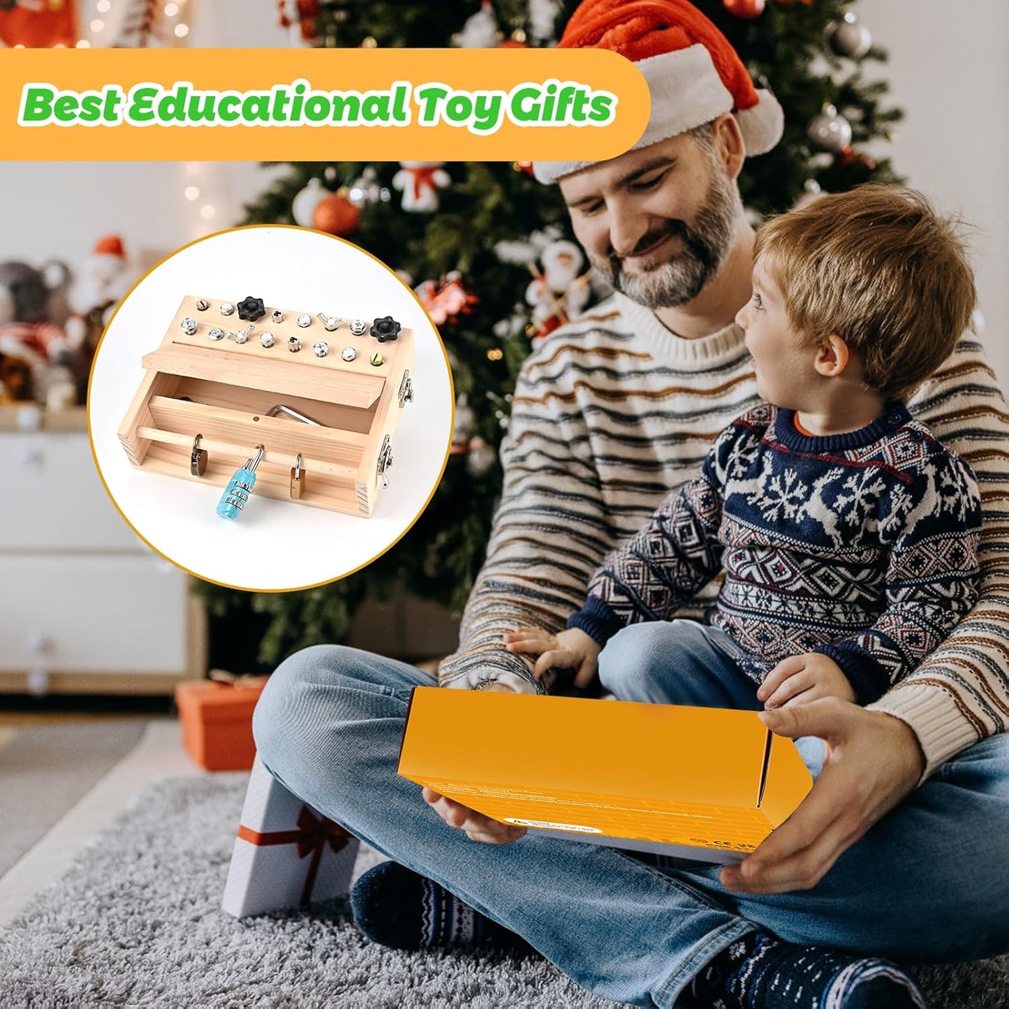 Montessori Screwdriver Board Set, Montessori Toys for 3 4 5 with 6 Locks and Keys, Toddler Screwdriver Toy, Kids Tool Set, Preschool Learning Sensory Toy, Fine Motor Skills Toys