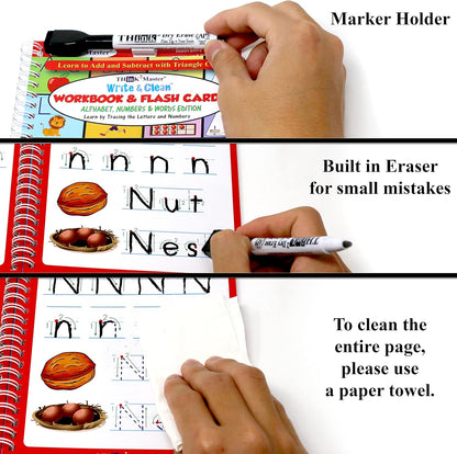 Think2Master Alphabet, Numbers & Words. Book & Flash Cards - Read & Write, Count & Add