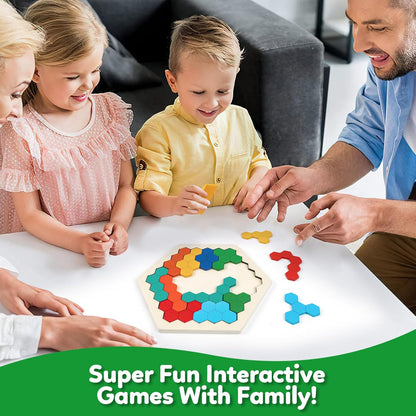 Wooden Puzzles Blocks Brain Teasers Logic Games for Classroom & Party Times,Jigsaw Puzzle Intelligence STEM Montessori Educatioanl IQ Toys Games for Kids Boys Girls Ages 3+ (3 Pack)