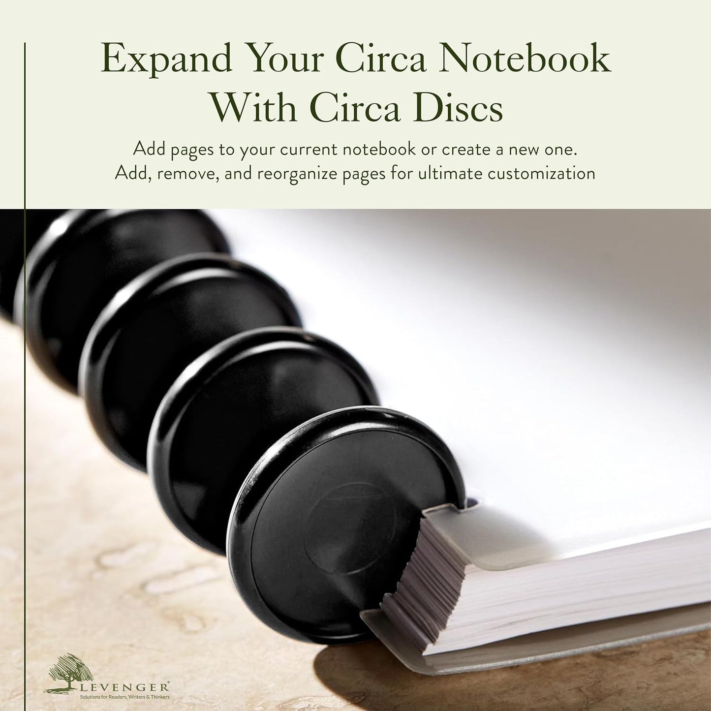 Levenger Circa Discs Binder Rings for Discbound Notebooks System, 22 Pack, Black, 2-Inch