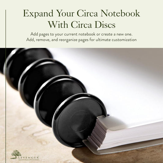Levenger Circa Discs Binder Rings for Discbound Notebooks System, 22 Pack, Black, 2-Inch