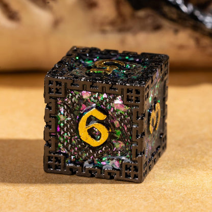 UDIXI Steampunk Metal Dice Set, 7 Die Polyhedral DND Dice Set for D&D Role Playing Game and Math Teaching (Ancient Copper)