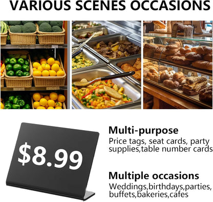 20 Pack 4"x3" V-Shaped Mini Chalkboard Signs, Self-Standing Tabletop Food Labels for Wedding, Bakery, Buffet, Easy to Write & Wipe Off, Includes 7 Color Chalk Markers, Cleaning Cloth