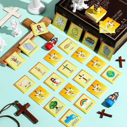 Fuutreo 82 Pcs Christian Memory Matching Games Religious Bible Matching Cards Memory Game Concentration Cards for Winter Holiday Educational Gifts Family Supplies