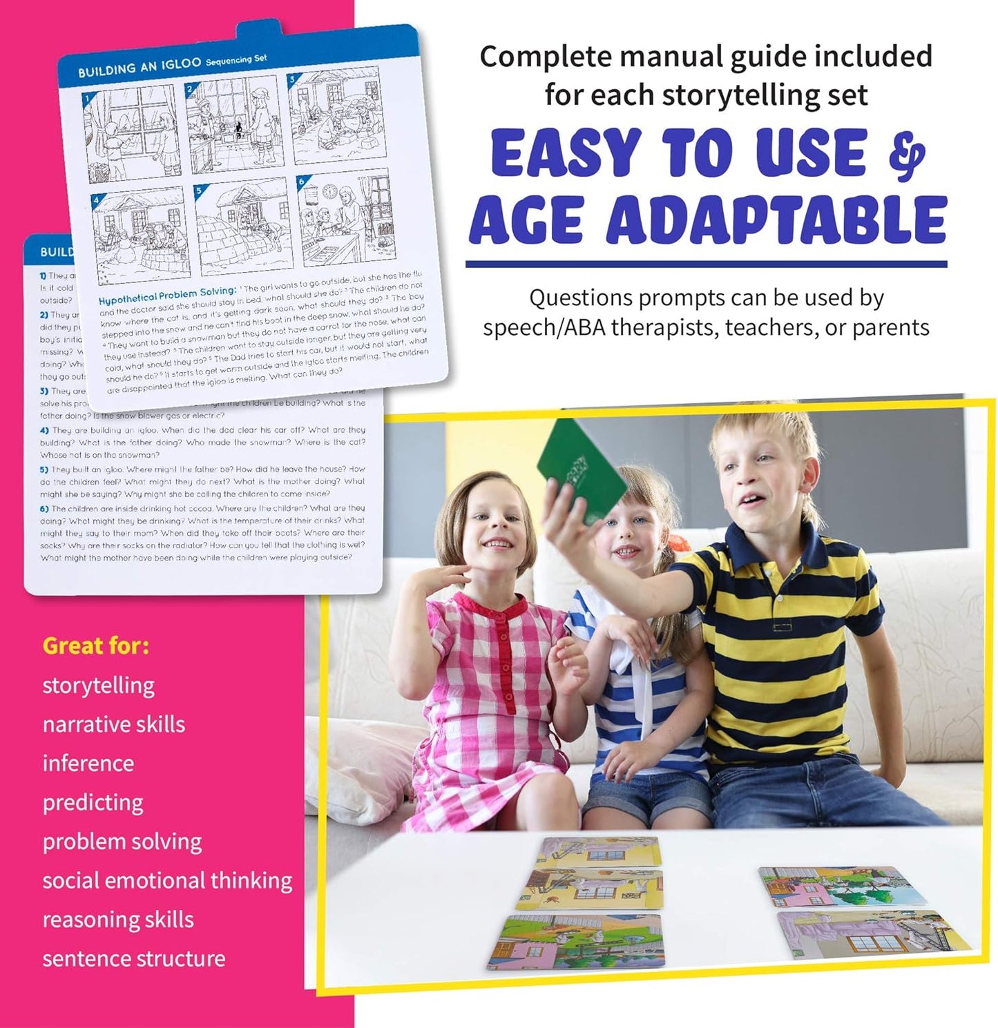 Sequencing Cards for Storytelling, Speech Therapy Game, Special Education Materials, Sentence Building, Problem Solving, Homeschooling Sequence Cards, Autism Game, Picture Sences, SEL