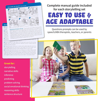 Sequencing Cards for Storytelling, Speech Therapy Game, Special Education Materials, Sentence Building, Problem Solving, Homeschooling Sequence Cards, Autism Game, Picture Sences, SEL