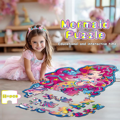 Jumbo Mermaid Floor Puzzle for Kids Ages 6-8 Year Old, Large Toddler Puzzle for Girls Ages 6 7 8 Year Old, Mermaid Girl Gift and Educational Toy for Birthday and Christmas