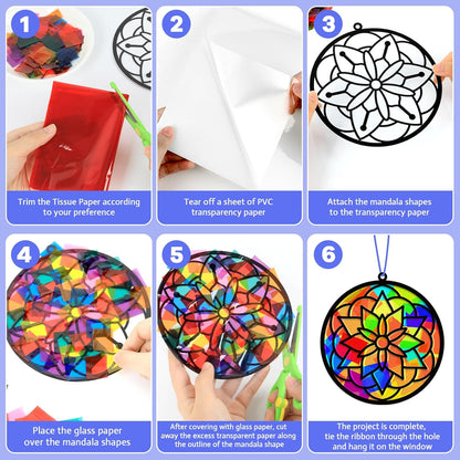Lonfliness 32 Sets Solar System Suncatchers Crafts Kit DIY Outer Space Window Stained Glass Effect Paper Planet Home School Classroom Decoration Art Craft Creative Activity Project Gift Favor