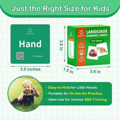 Thick Baby Flash Cards for Toddlers 1-3 Sight Words Flash Cards for Kindergarten，50 First Words Fun Video Flash Cards for Toddlers，Learning Resources Kids Aba Therapy Materials