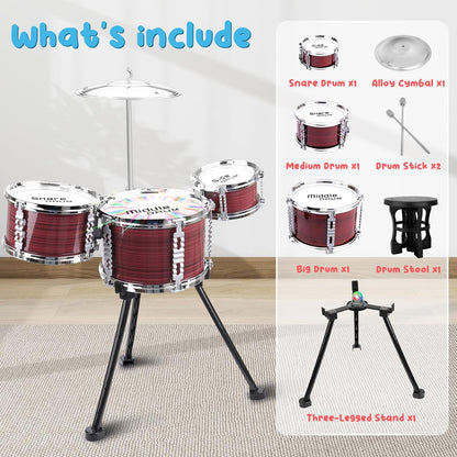 Upgraded Toddler Drum Set with Lights Kids Jazz Drum Kit, Musical Instrument Toys for Toddler 3-5 Boys Girls Christmas Birthday Gift