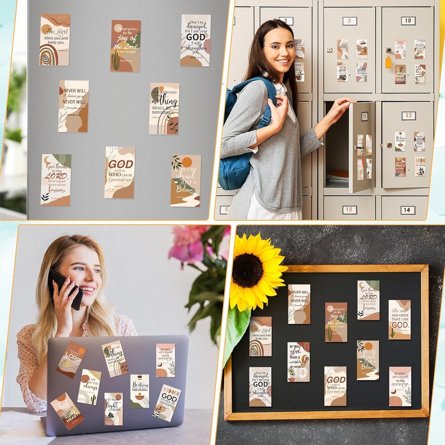 Blosssound 60 Pcs Inspirational Christian Magnets with Bible Verses Religious Refrigerator Magnet Motivational Quotes Fridge Scripture Positive Gifts for Home Office School Locker Decor(Scenery)