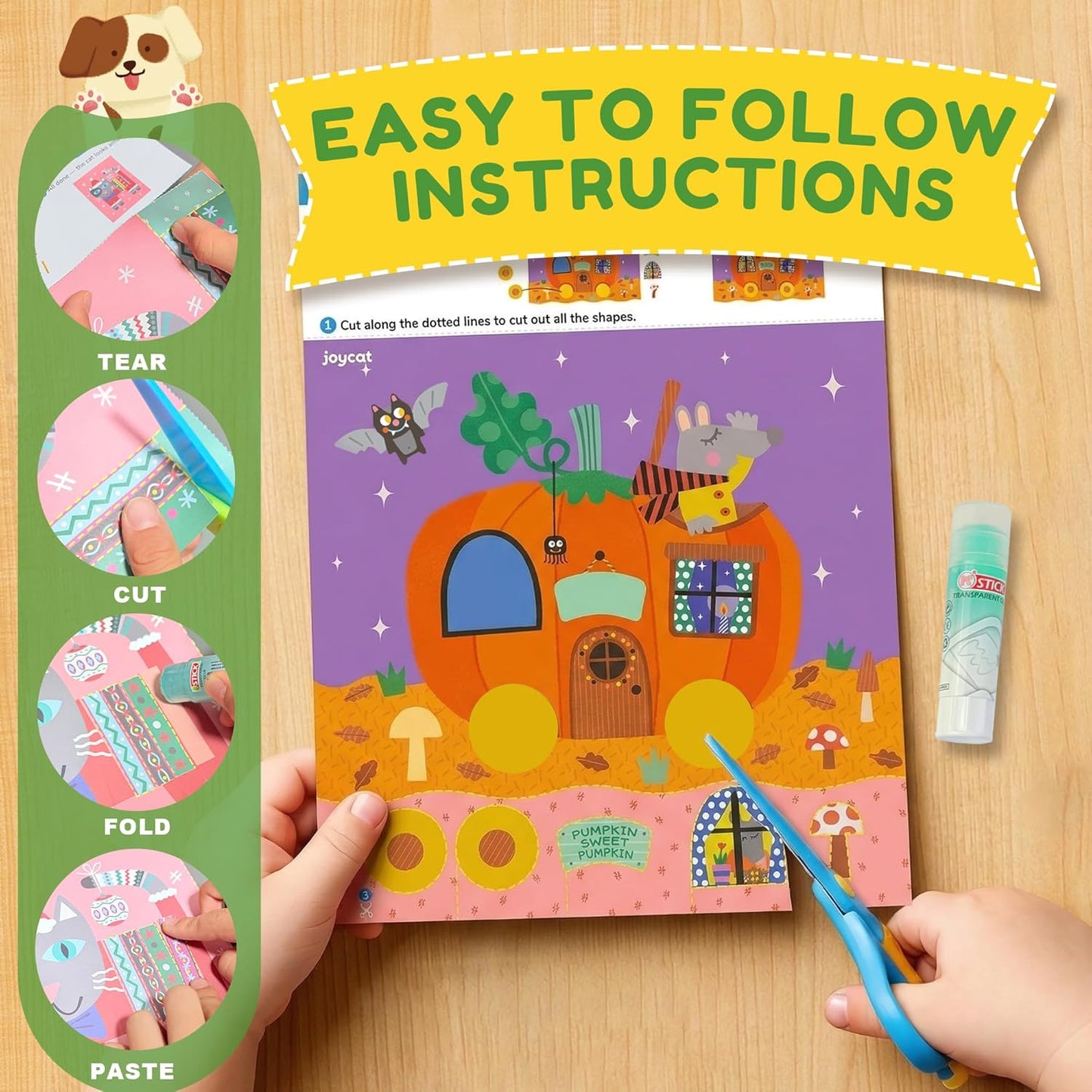Toddler Scissor Skills Activity Book, 4 Progressive Levels to Learn Cutting for Kids Ages 3-6, 31 Fun Crafts with Child-Safe Scissors, Develop Fine Motor Skills, Ideal Christmas Gift & Arts and Crafts