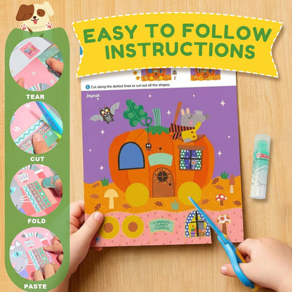 Toddler Scissor Skills Activity Book, 4 Progressive Levels to Learn Cutting for Kids Ages 3-6, 31 Fun Crafts with Child-Safe Scissors, Develop Fine Motor Skills, Ideal Christmas Gift & Arts and Crafts