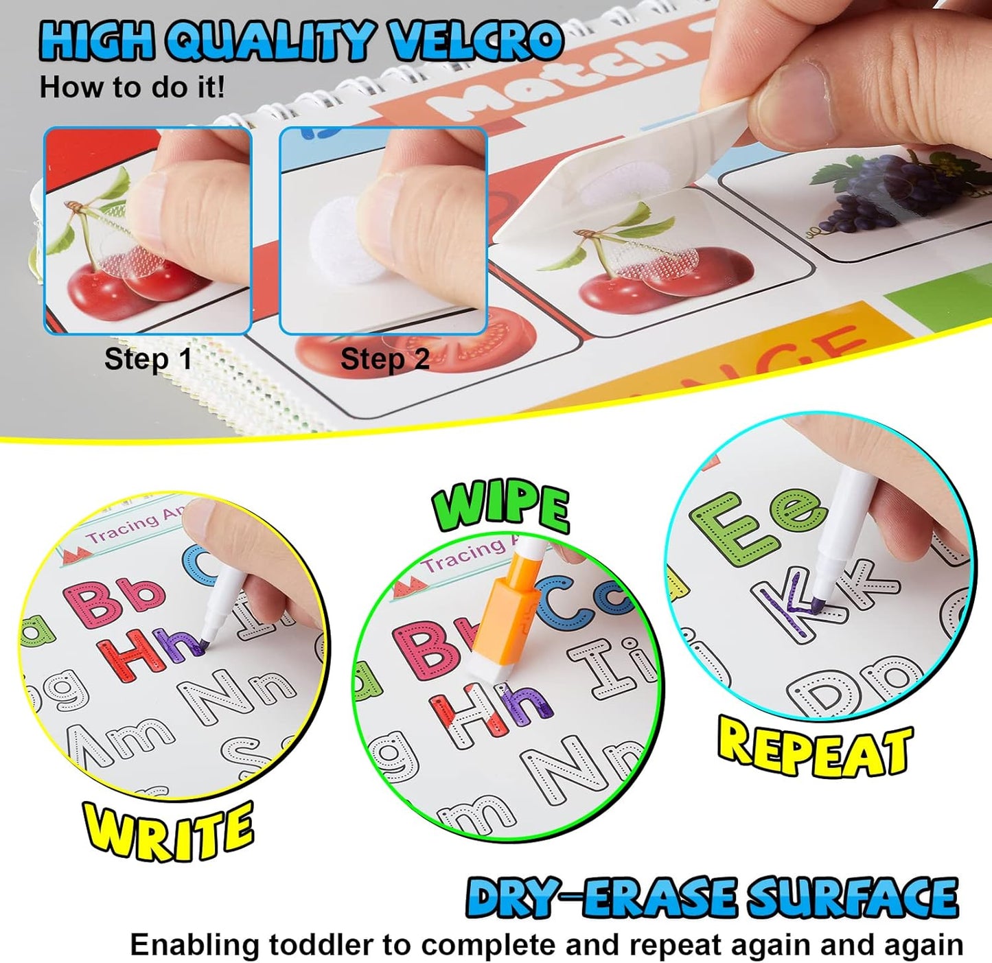 Huijing Montessori Preschool Learning Activities Busy Book - Workbook Activity Binder / Toys for Toddlers, Autism Learning Materials and Tracing Coloring Book