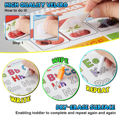 Huijing Montessori Preschool Learning Activities Busy Book - Workbook Activity Binder / Toys for Toddlers, Autism Learning Materials and Tracing Coloring Book