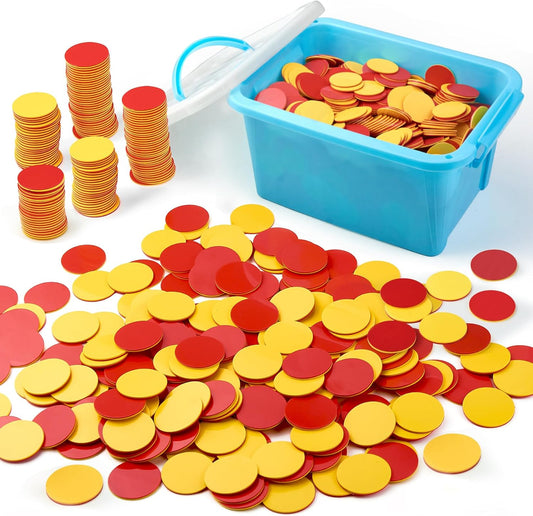 TOMMYHOME Plastic Two-Color Counter,Red/Yellow Two Side 1000 PCS,Counting Manipulatvies, Math Counters for Kids, Counting Chips