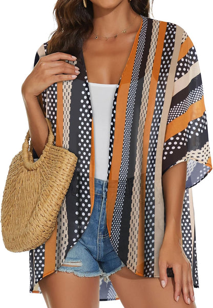 Womens Kimono Cardigans Beach Cover ups Swimwear Puff Sleeve Loose Casual Summer Tops 2026