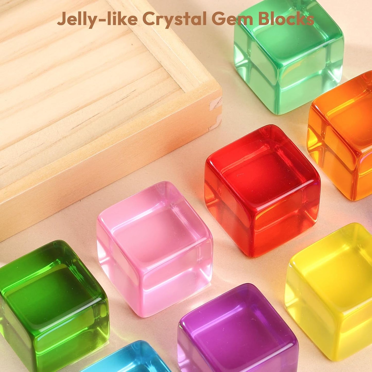 Woodtoe Large Building Blocks for Toddlers, Montessori Toys for 1 2 3 Year Old Boy Girl, No Choking Hazard Toys for Age 2-4 Kids Baby, Rainbow Acrylic Block Set, Sensory Birthday Toy Gifts for Kid