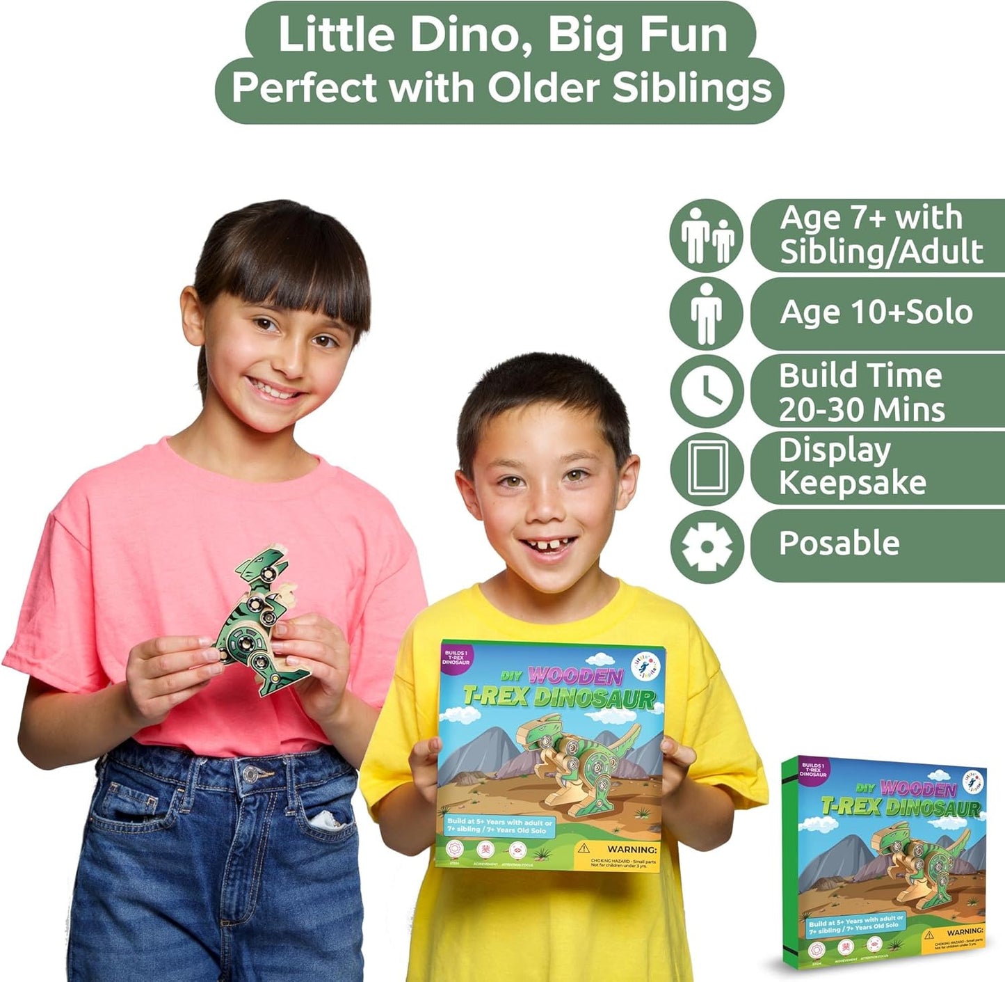 Little Jupiter DIY Wooden Kit with Stickers - Dinosaur Toys for Kids for 7-12 Yrs - Dinosaur Toy Woodworking Kits - Wood Crafts - Kids Building Kit - Wooden Crafts (Stegosaurus)