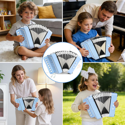 10 Keys Kids Accordion, Horse Button Accordion Toys Accordian Mini Musical Instruments Button for Child Children Kids Toddlers Beginners (Light Pink)