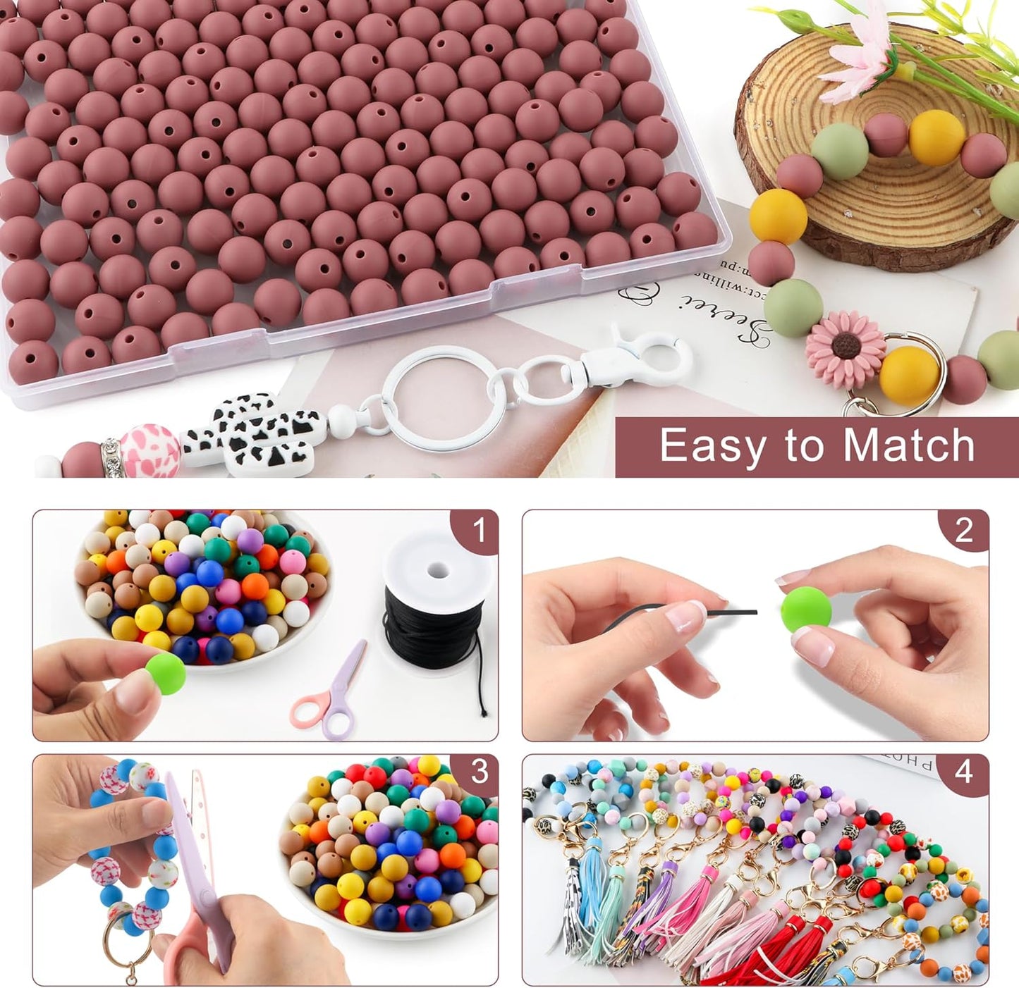 65Pcs 19mm Silicone Beads for Keychain Making Bracelet Necklace, Bulk Round Silicone Beads for Pens（Christmas Green） - Colors B