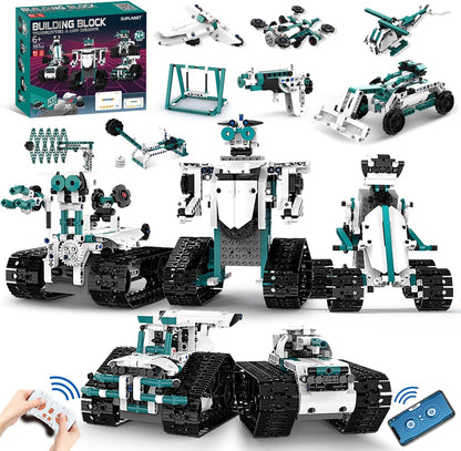 STEM Robot for Kids Ages 8-14, 5-in-1 Remote Control and APP Programmable Robot Toys - 720 Pcs DIY Building Science Educational Kit, Building Block Birthday Present for Teen Boys Girls