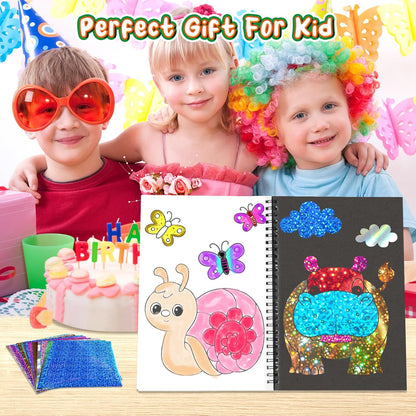 Foil Craft Bugs Butterfly DIY Art Fun Kits Set, No Mess Creative Foil Art Drawing Game for Kids, Birthday Gifts Crafts Supplies Travel Toys for Girls Boys Ages 4-9