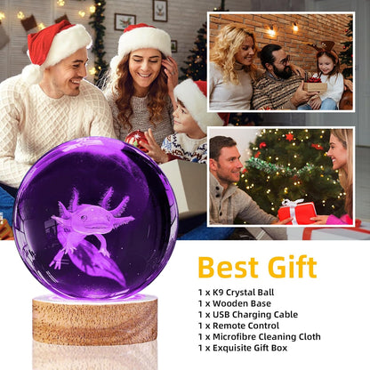 3D Solar System Crystal Ball Night Light with 16 Color LED Wooden Base, Upgraded 3.15 Inch Galaxy Planets Glass Ball Lamps with Remote for Birthday Christmas, Astronomy Space Gifts for Boys Girls