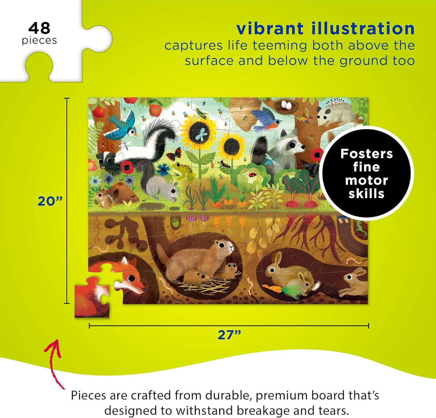 Crocodile Creek Above + Below 48-Piece Jigsaw Floor Puzzle - Fun Floor Puzzles for Kids Ages 4-8, Jumbo Unicorn