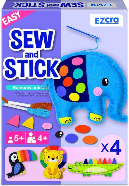 EZCRA Fairy Sewing Kit for Kids Ages 4-8, 4 Easy Projects, No-Mess Learn-to-Sew Arts & Crafts with Felt Stickers for Beginners