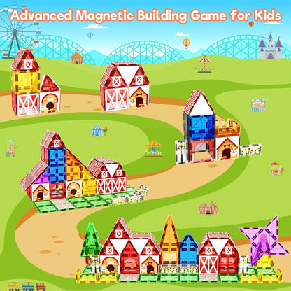 Magnetic Tiles, Magnetic Blocks Engineering Construction Vehicle Road Set, Toddler Toys for 3 4 5 Year Old Boys Girls Montessori Preschool Classroom Must Haves STEM Educational Kids Toys Birthday Gift