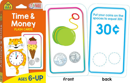 School Zone Math 3-4 4-Pack Flash Cards: 224 Cards, 3rd Grade, 4th Grade, Multiplication 0-12, Division 0-12, Math War Multiplication Game Cards, Time & Money, Telling Time, Coin Values, Ages 6+
