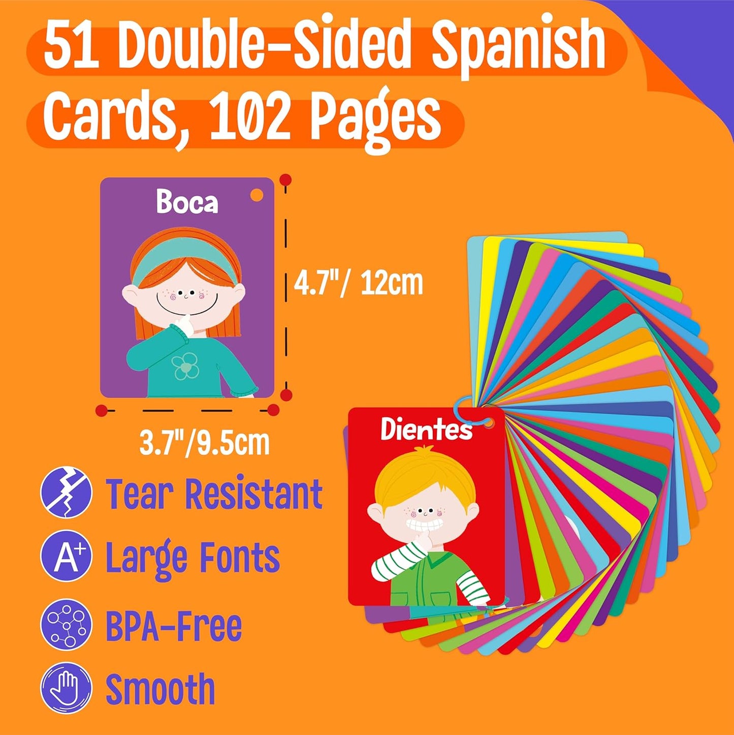 50 PCS Kid First Cognitive Flashcards,Double Sided Printed 7 in 1 Colorful Cards Alphabet,Numbers, Foods,Animals,Shapes,Colors with 3 Reclosable Rings,Learning Tool for Pre-K Kindergarten Toddlers