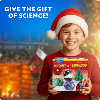 Blue Marble Science Surprise Christmas Ornament Kit for Kids- 4 Dig Kit Ornaments with Gemstone and Dinosaur Dig Bricks, Dino Digging Toys for Kids, Gem Excavation Stocking Stuffer for Boys and Girls