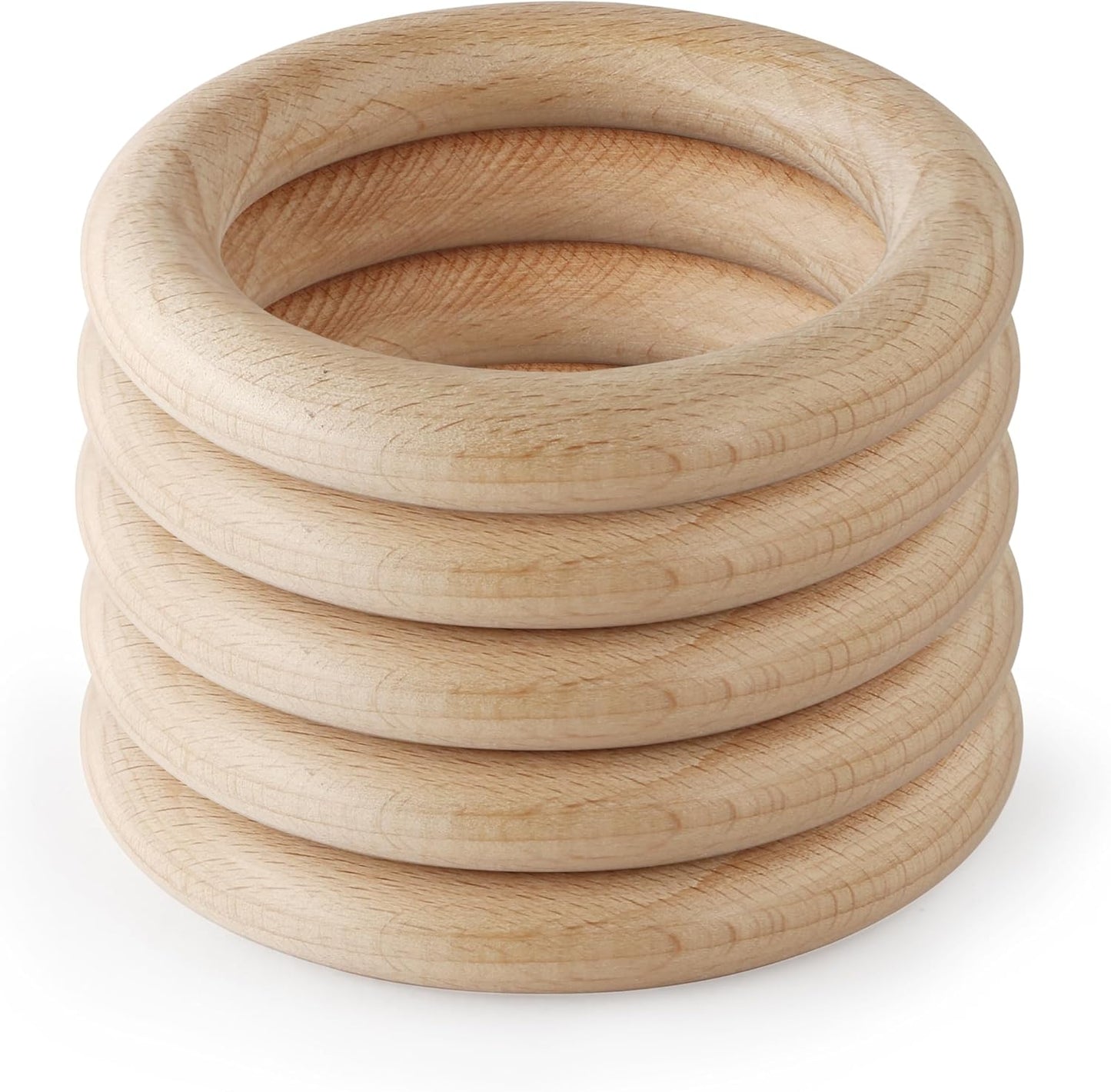 FoDau770 5pcs Natural Beech Wooden Rings, Unfinished Solid Wood Rings Heavy Duty Wood Circles, Macrame Craft Circles for Party, Home Decor & DIY Making - Outer Diameter: 3 Inch