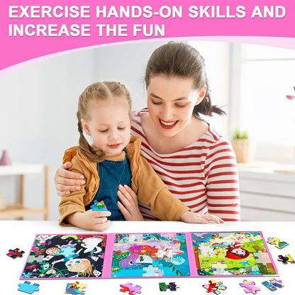 Magnetic Puzzles for Toddlers 1-3, Cartoon Mermaid Magnet 3 in 1 Jigsaw Puzzle, Kids Travel Puzzles Toys, Preschool Learning Toy for Kids 1-8 Year (Mermaid)