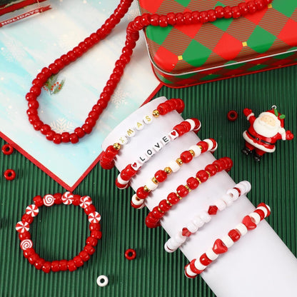 UPINS 1200Pcs Christmas Pony Beads Friendship Plastic Small Hair Beads Red Green White Pony Beads for Necklace Supplies (Christmas)