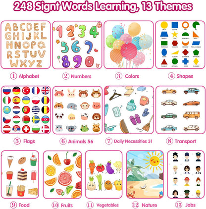 QuTZ ABC Talking Flash Cards for Toddlers 2-4, Autism Toys, Speech Therapy Toys, Educational ABC Learning Talking Sight Words Flash Cards Kindergarten for Boys and Girls, 248 Sight Words Blue