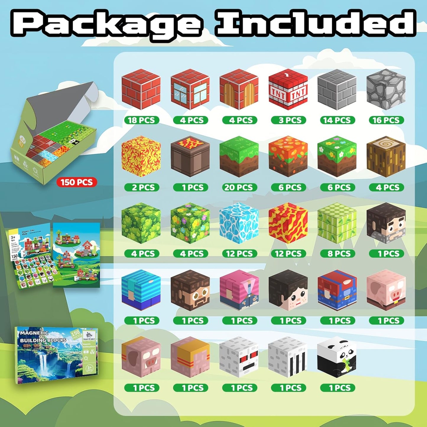 Magnetic Blocks Toys for Kids, 100 PCS Building Blocks Cubes, Stacking Magnetic Tiles Toys for Kids Toddlers Boys Girls Ages 3 4 5 6 7 8-12 Birthday Gifts Party Supplies (Underworld)