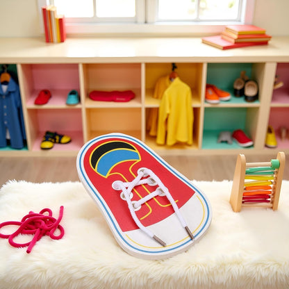 Shoe Tying Practice, Wooden Learn to Tie Your Own Shoes Threading Lacing Shoes Training Early Learning Kits | Threading Lacing Shoes Training Board Early Learning, Decorative Accessories