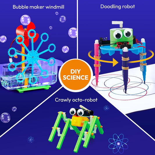 Klever Kits 6 in 1 Electric Robot Kits, Make Your Own Stem Toys for Ages 8-13, Stem Activities Educational Science Kits for Boys and Girls Birthday Gifts