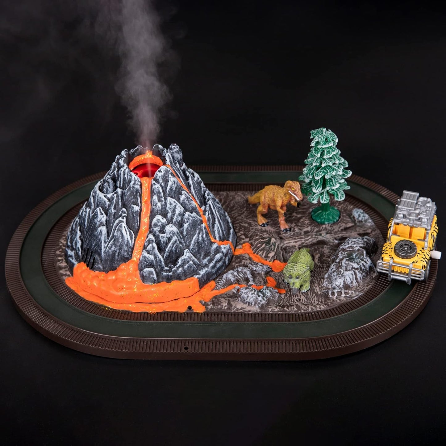 ArtCreativity Dinosaur Playset with Volcano Eruptions, Sounds & Wind-up Truck