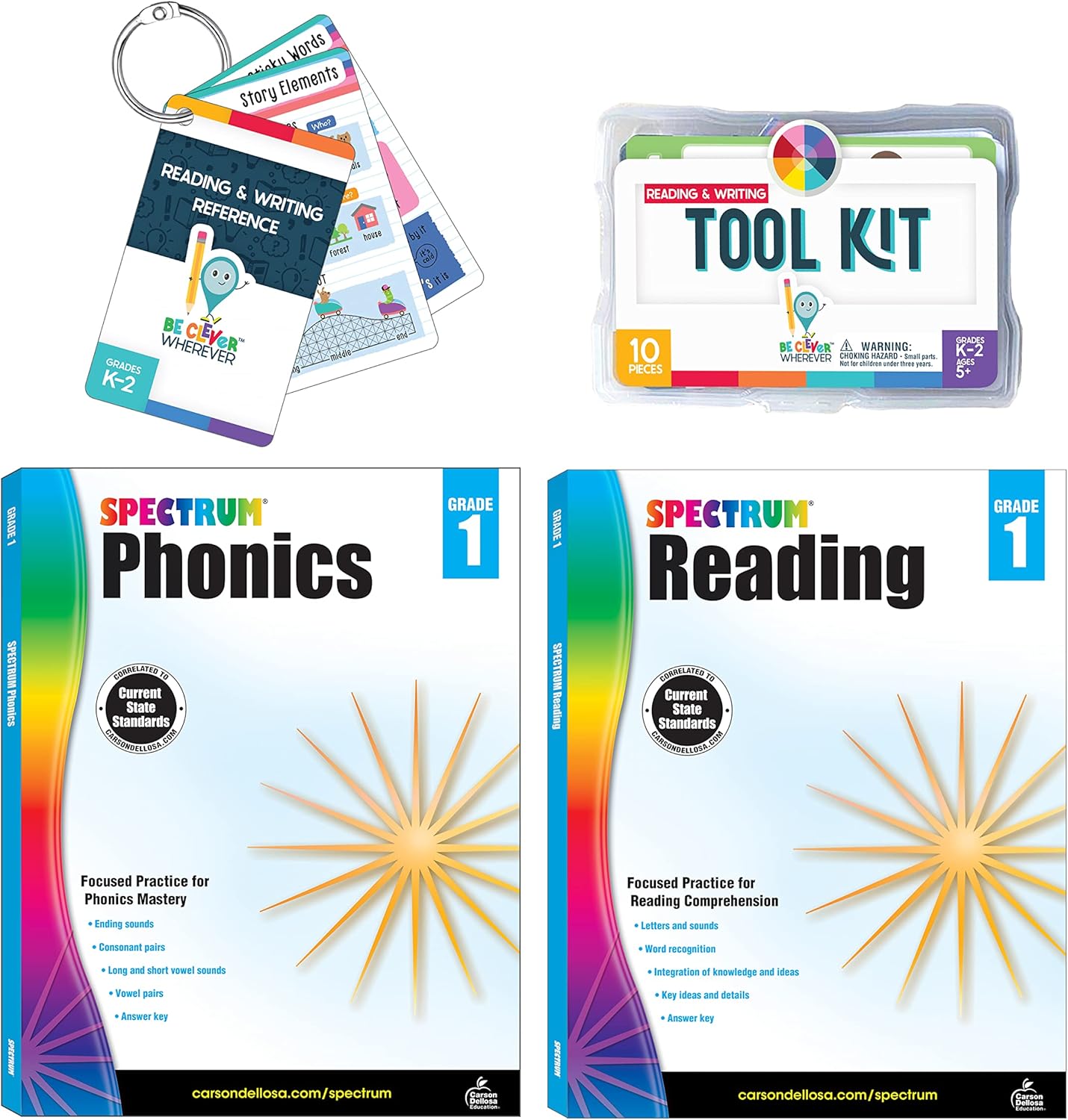 Carson Dellosa 531pc K-2 Literacy Bundle, Kindergarten, 1st Grade, 2nd Grade Phonics Posters, Bulletin Board Sets, Instructional Resources, Dry-Erase Manipulatives, Big Box of Sentence Building Game
