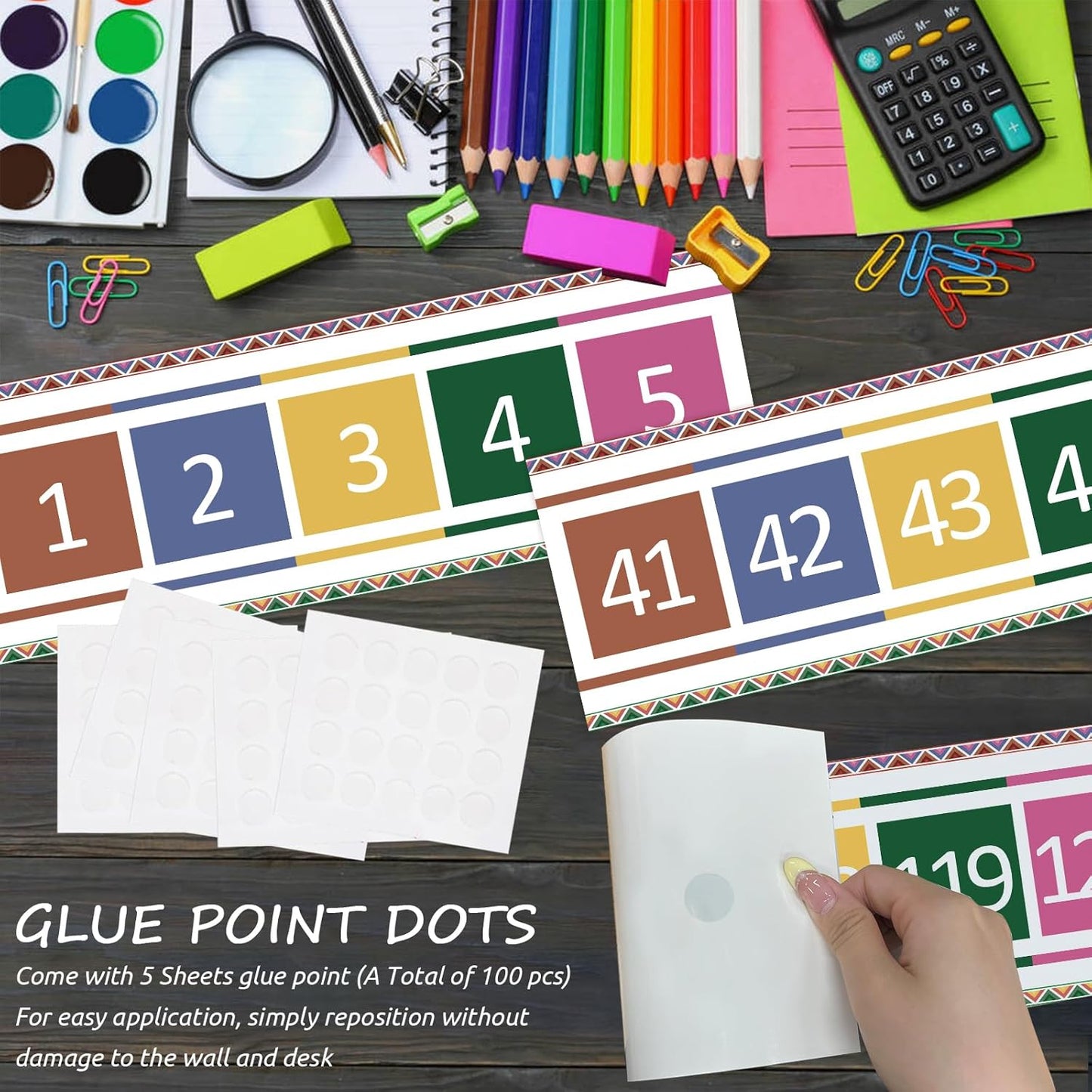 Number Line for Classroom Office Wall,Bulletin Board Border,Printed Paper Signs 0-120 Laminated Number Line Strips Chalkboard Brights Math Poster Classroom Decorations for Teachers, Students, Kids